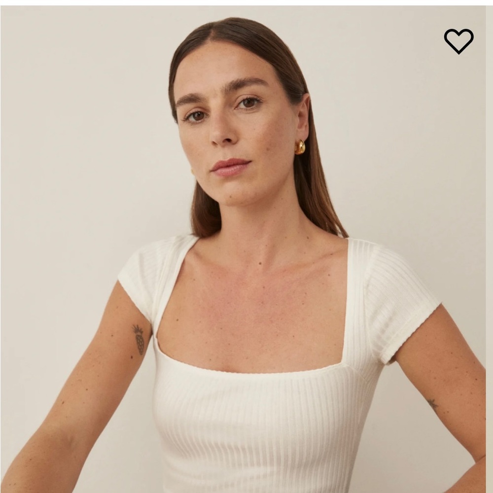 Reformation White Ribbed Top